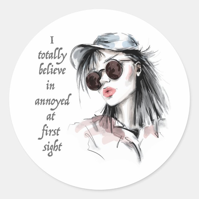 Sticker Rond Agacé au premier regard (Devant)