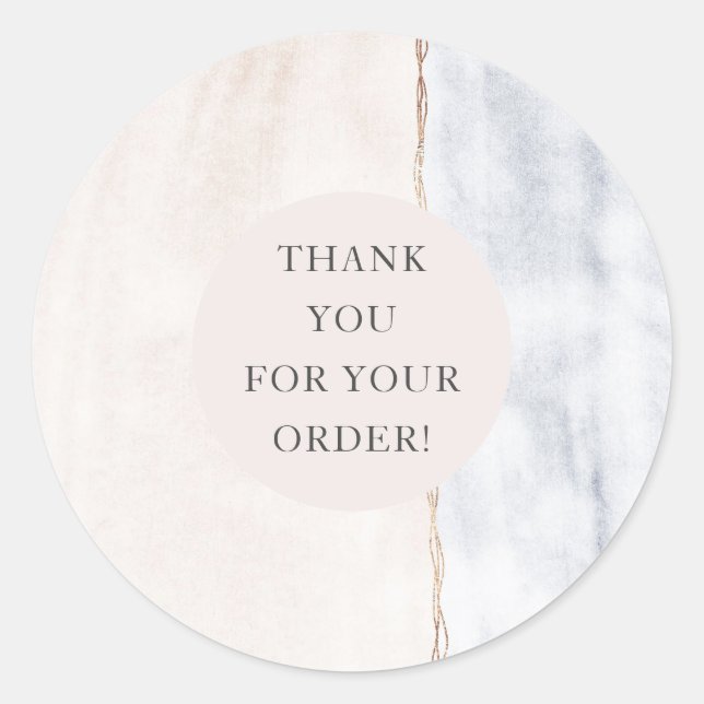 Sticker Rond agate pailleté blush merci pour votre commande (Devant)