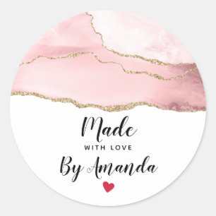 Sticker Rond Agate rose pâle fait d'amour