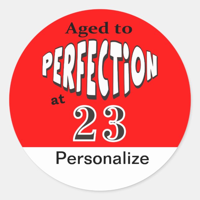 Sticker Rond Âge à la perfection à 00 | 00e anniversaire (Devant)