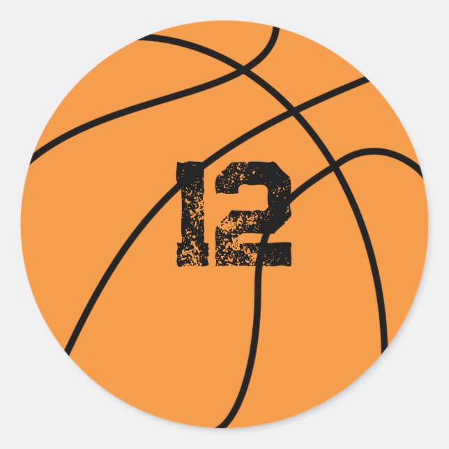 Sticker Rond Âge d'anniversaire du basket-ball personnalisé (Devant)