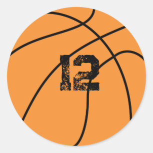 Sticker Rond Âge d'anniversaire du basket-ball personnalisé