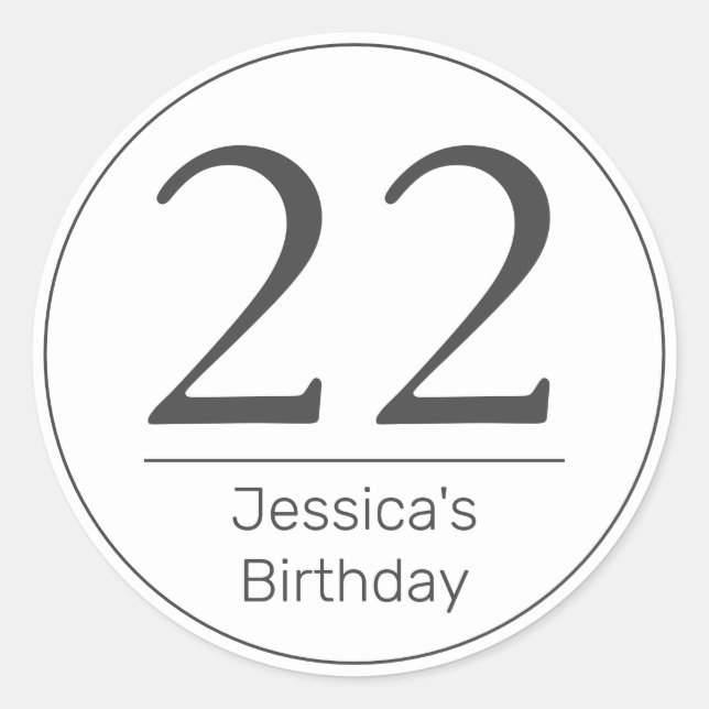 Sticker Rond Âge d'anniversaire minimaliste blanc moderne (Devant)