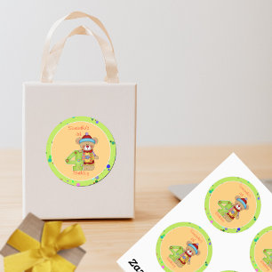 Sticker Rond Âge de l'ours d'anniversaire 4 ans