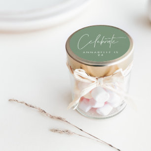 Sticker Rond Âge vert de sauge géométrique minimal moderne