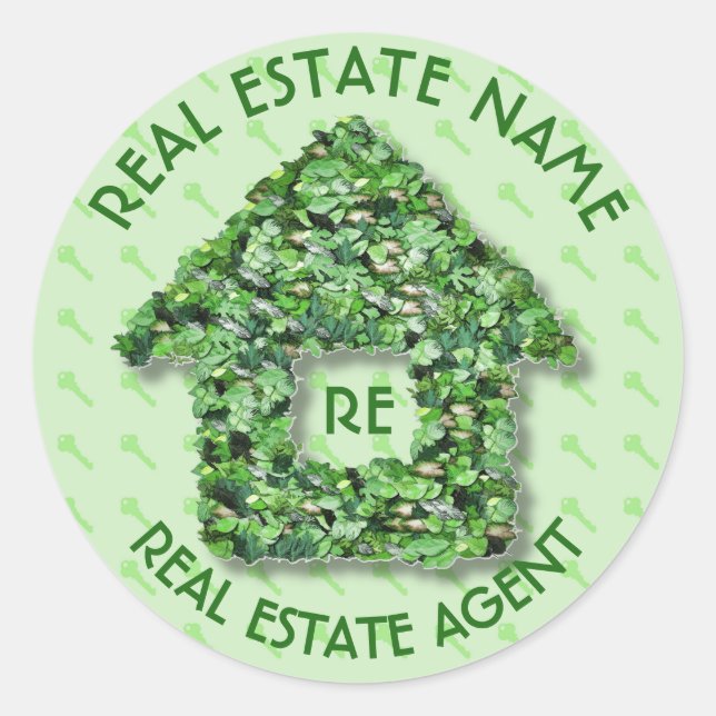 Sticker Rond Agence Immobilière Et Nom De L'Entreprise (Devant)