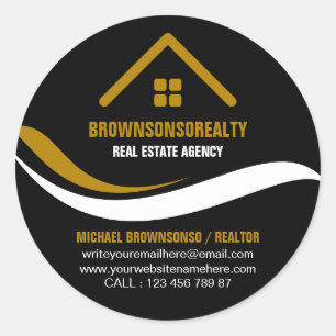 Sticker Rond Agence immobilière logo simple cercle noir
