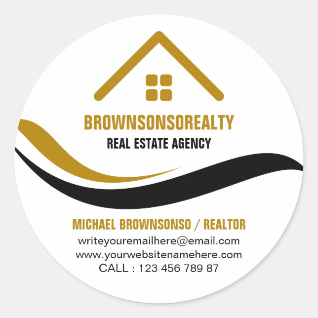 Sticker Rond Agence immobilière logo simple minimaliste (Devant)