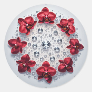 Sticker Rond Agencement floral élégant avec orchidées rouges