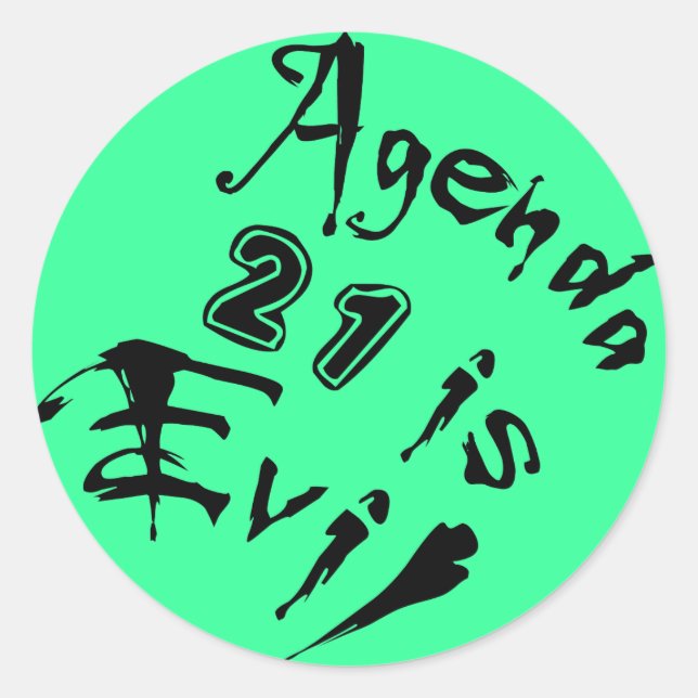 Sticker Rond Agenda 21 est l'arrière - plan vert mal (Devant)