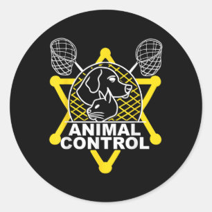 Sticker Rond Agent de contrôle des animaux Catcher Chats Chiens
