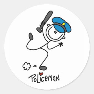 Sticker Rond Agent de police en bonhomme allumette de base