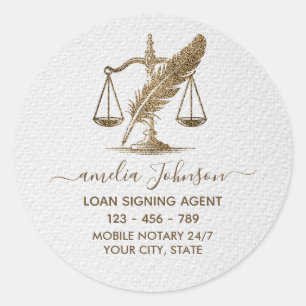 Sticker Rond Agent de signature de prêt de notaire à paillettes