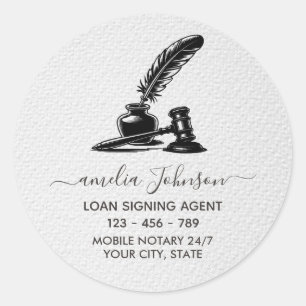 Sticker Rond Agent de signature de prêt notarial sur mesure Noi