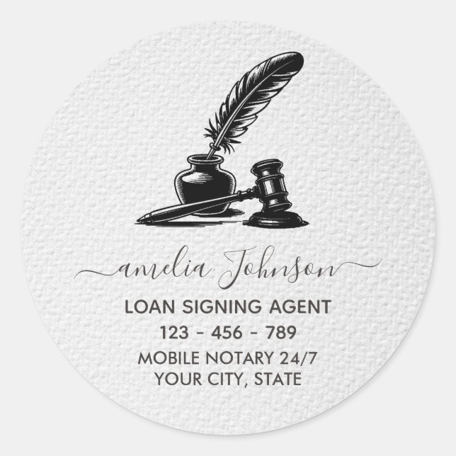 Sticker Rond Agent de signature de prêt notarial sur mesure Noi (Devant)