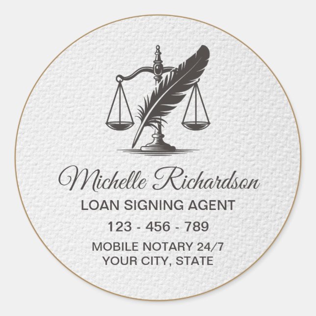 Sticker Rond Agent de signature de prêt notarié moderne blanc o (Devant)