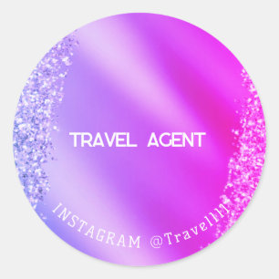 Sticker Rond Agent de voyage Parties scintillant rose violet