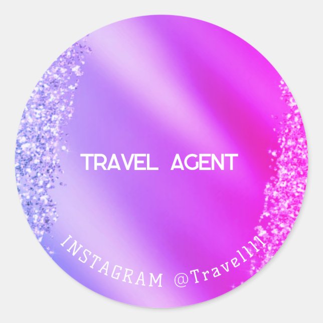 Sticker Rond Agent de voyage Parties scintillant rose violet (Devant)