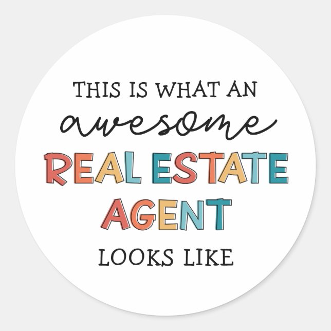 Sticker Rond Agent Immobilier Drôle Awesome Realtor Cadeaux (Devant)