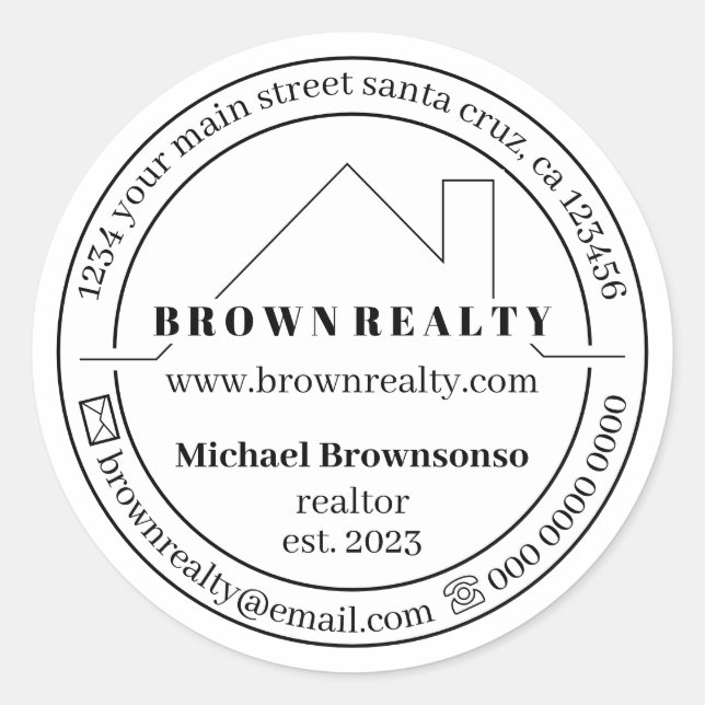 Sticker Rond Agent immobilier House Simple Logo (Devant)