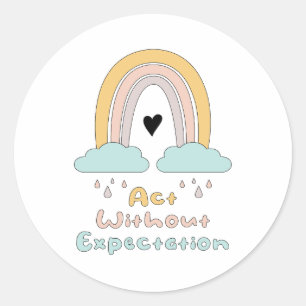 Sticker Rond Agir sans attendre motivation boho arc-en-ciel