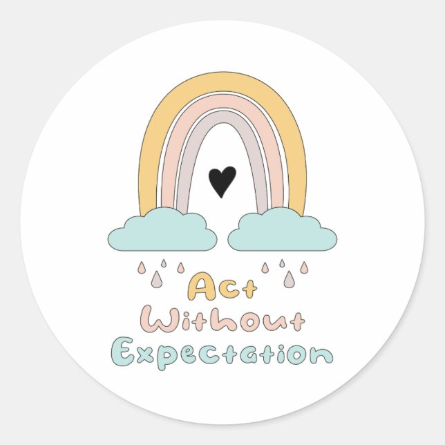 Sticker Rond Agir sans attendre motivation boho arc-en-ciel (Devant)