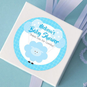 Sticker Rond Agneau bleu mignonne Moderne Kawaii Sweet Boy Baby