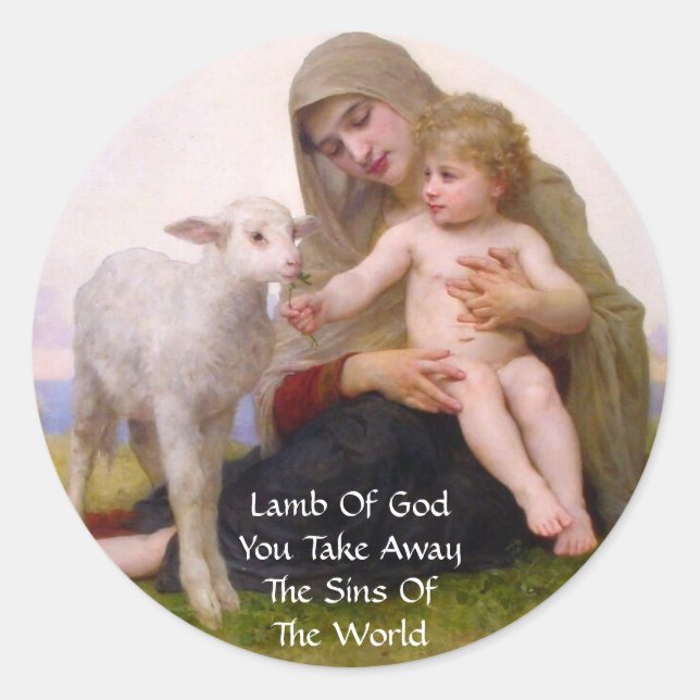 STICKER ROND AGNEAU DE DIEU VOUS EMMENEZ LES PÉCHÉS DU MONDE (Devant)