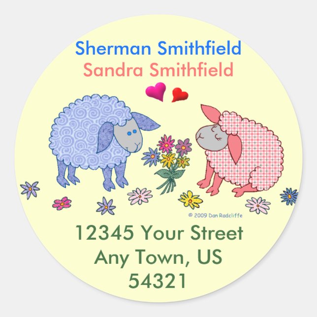 Sticker Rond Agneaux d'amour (Devant)