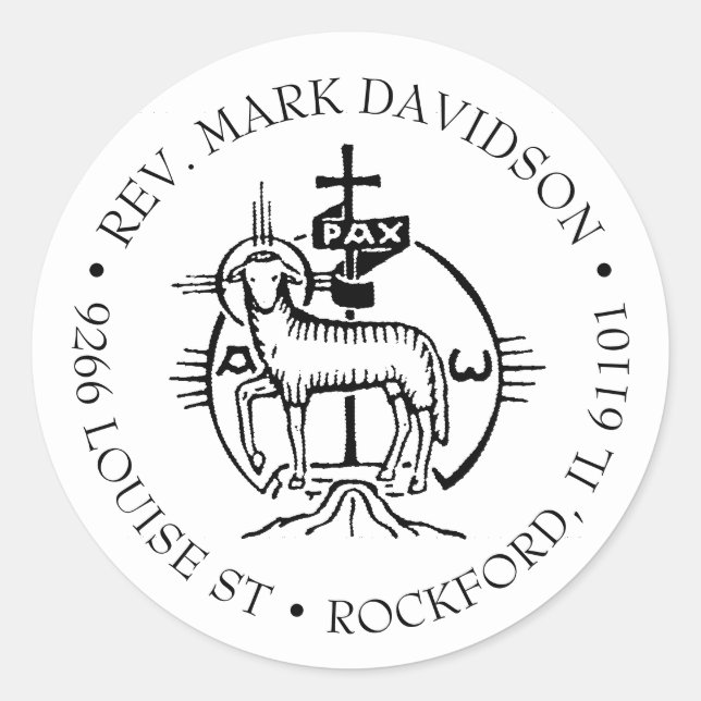 Sticker Rond Agnus Dei Lamb de Dieu Prêtre religieux (Devant)
