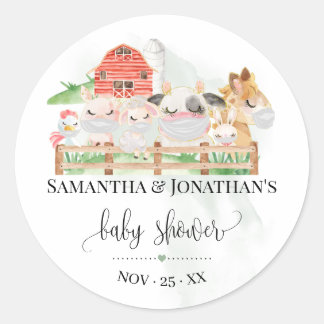 Sticker Rond Agritourisme baby shower animal Woodland Animal fa