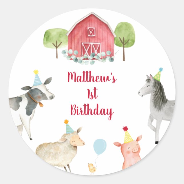 Sticker Rond Agritourisme Barnyard Anniversaire (Devant)