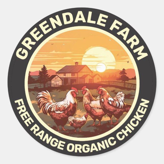 Sticker Rond Agritourisme Poulet frais libre de gamme (Devant)