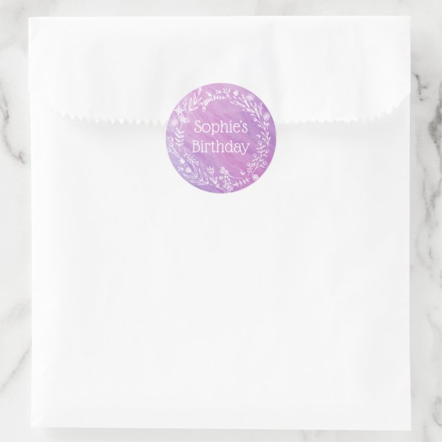 Sticker Rond Agritourisme rustique violet rose Anniversaire de  (Sac)