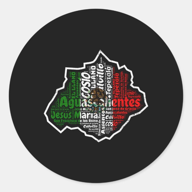 Sticker Rond Aguascalientes Mexique Bandera Mexicana Mapa Mexic (Devant)