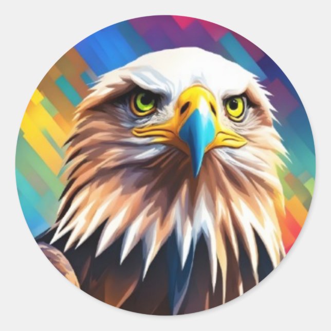 Sticker Rond Águila Calva Colorida (Devant)
