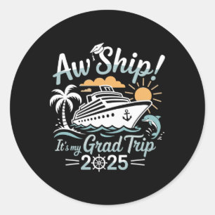 Sticker Rond Ah Bateau C'est Mon Voyage De Remise Des Diplômes