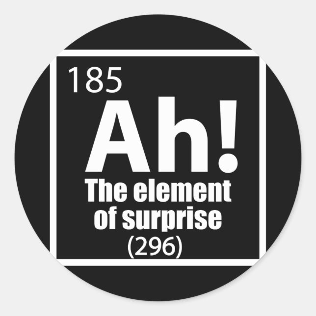 Sticker Rond Ah ! L'élément de la plaisanterie de la chimie amu (Devant)