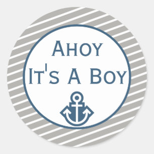 Sticker Rond Ahoy C'est un chevalier de Baby shower de garçon