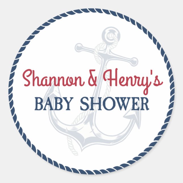 Sticker Rond Ahoy C'est un garçon Baby shower nautique (Devant)