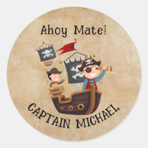 Sticker Rond Ahoy Mate ! Le capitaine Michael fête d'anniversai