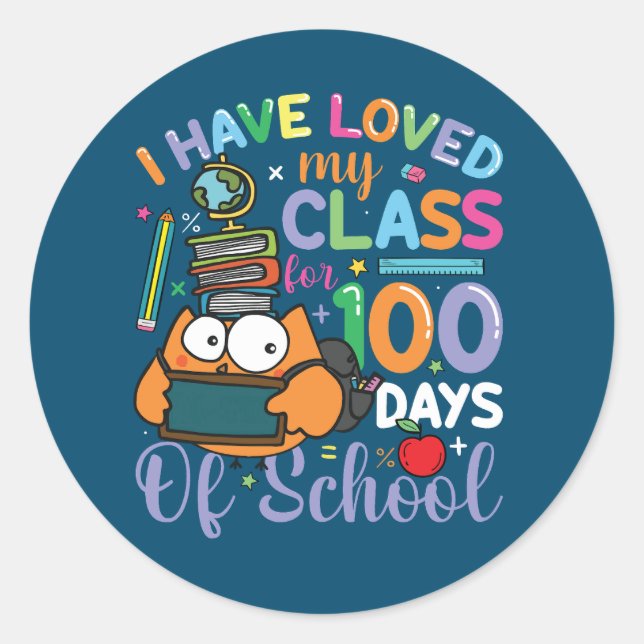 Sticker Rond Ai Aimé Ma Classe 100 Jours École (Devant)