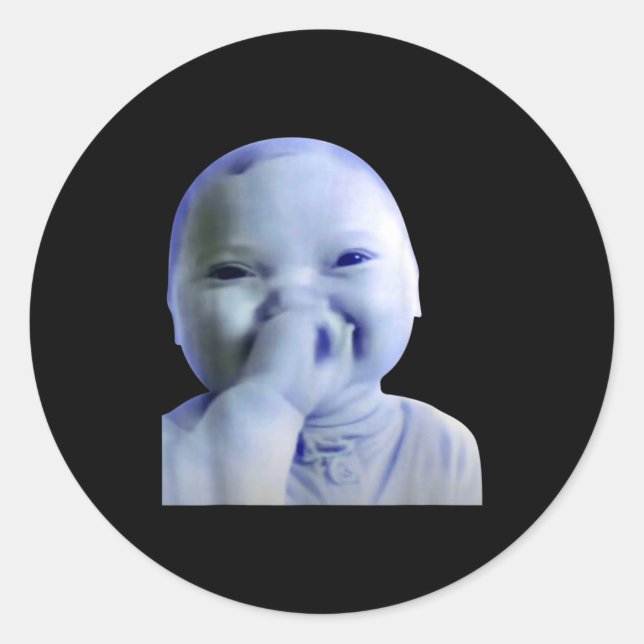Sticker Rond Ai Baby You Swear Meme Funny Laughing Baby Meme Br (Devant)