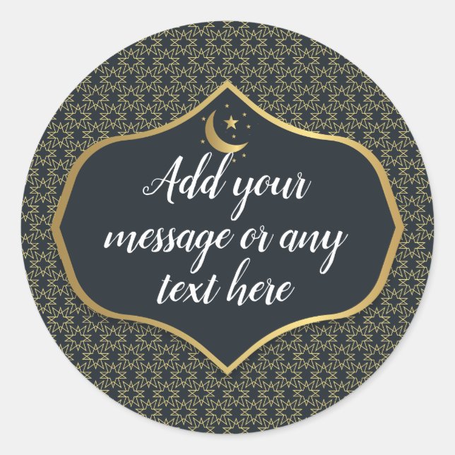 Sticker Rond Aïd Al Fitr Or Bleu foncé (Devant)