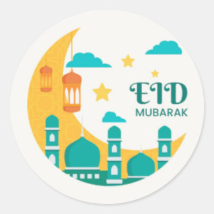Sticker Rond Aïd Moubarak Moon et star