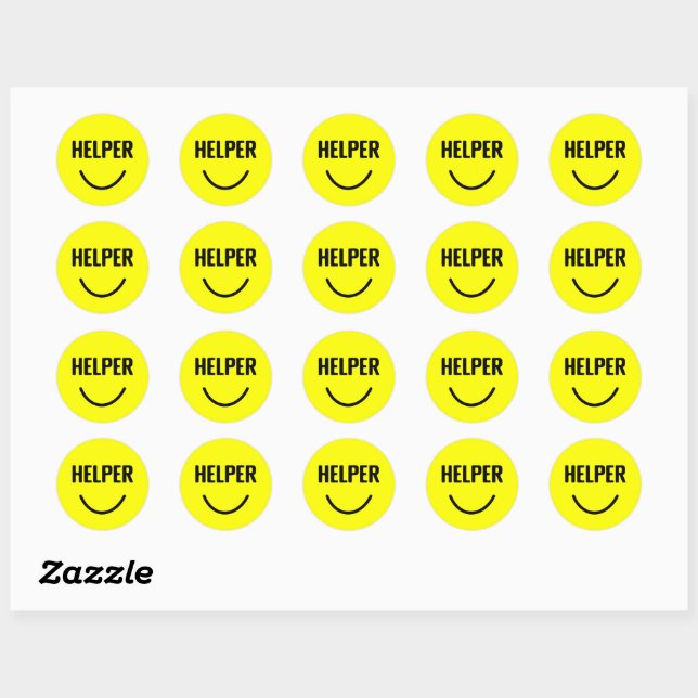 Sticker Rond Aider Joyeux Sourire Visage Jaune (Feuille)