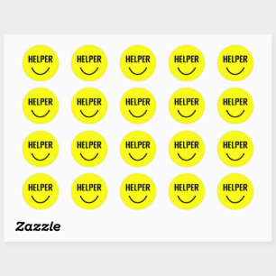 Sticker Rond Aider Joyeux Sourire Visage Jaune
