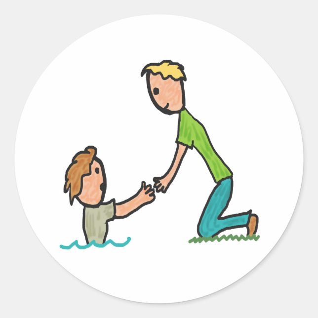 Sticker Rond Aider la main (Devant)