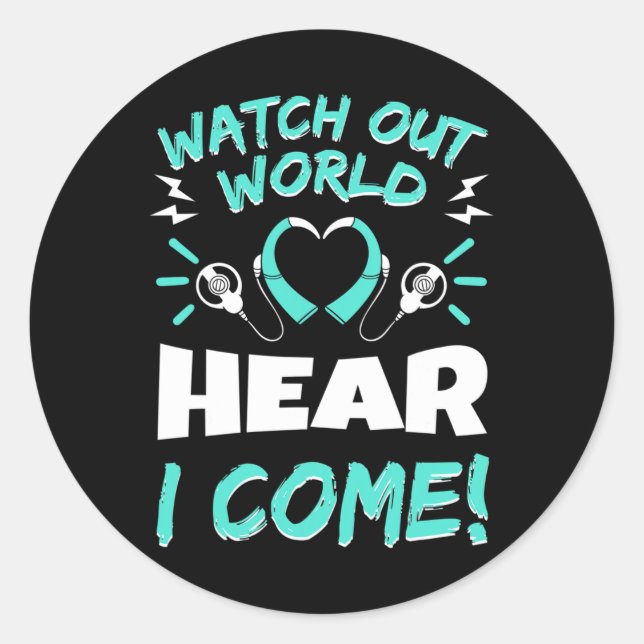 Sticker Rond Aides auditives de sensibilisation Implant Asl (Devant)