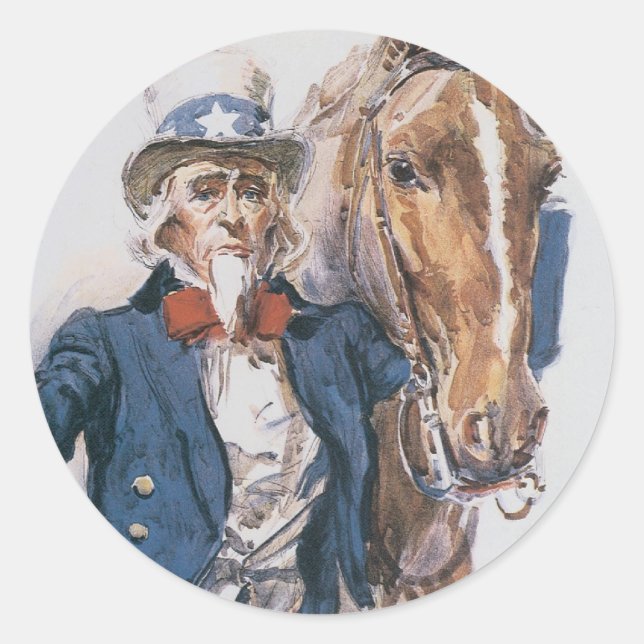 Sticker Rond Aidez-le à aider les États-Unis ! (Devant)